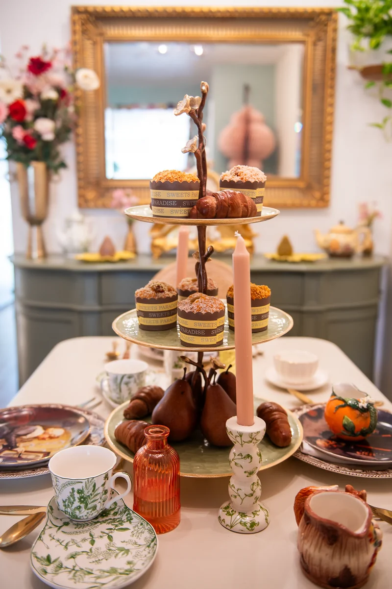 A carefully arranged display of specialty pastries and desserts at Maison Q.